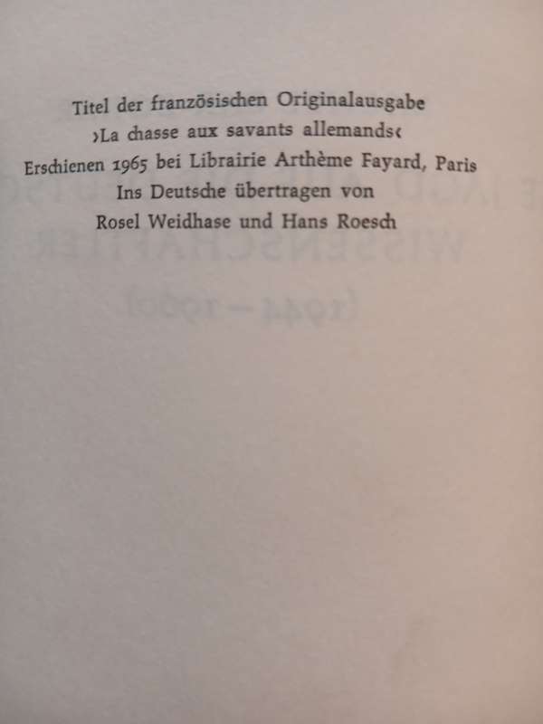 Die Jagd Auf Die Deutschen Wissenschaftler 1944-1960, Michel Bar-Zohar
