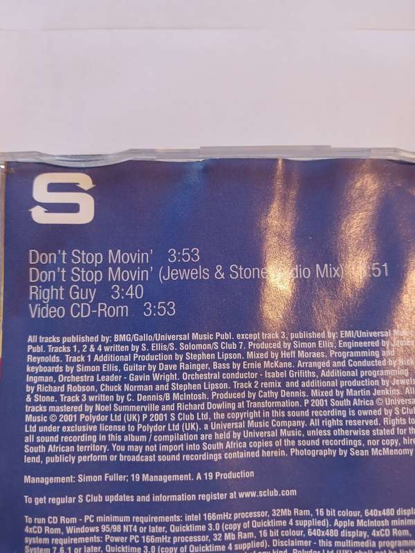S Club 7, Don`t Stop Movin` CD single