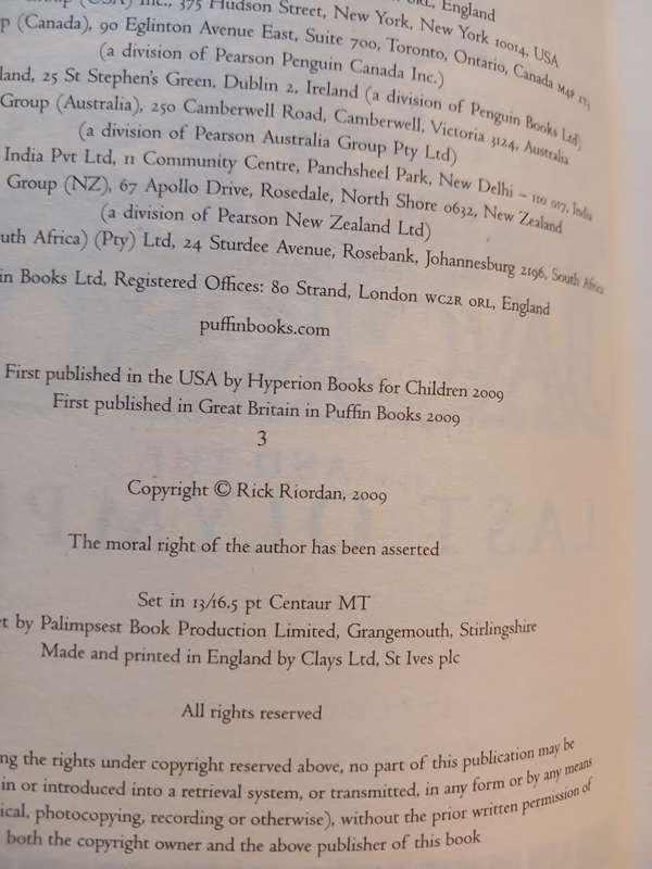 Percy Jackson and the Last Olympian by Rick Riordan, Hardcover