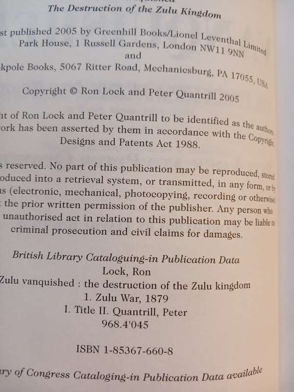 Zulu Vanquished, The Destruction of the Zulu Kingdom by Ron Lock & Peter Quantrill