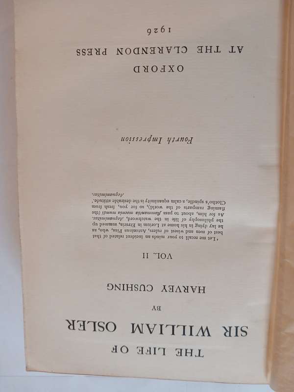 The Life of Sir William Osler by Harvey Cushing Vol. 2, 1926