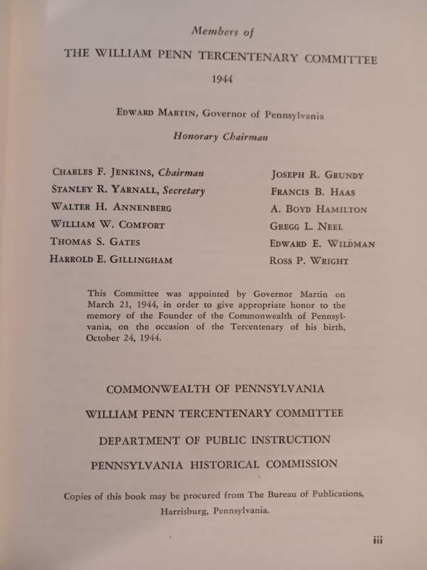 Remember William Penn 1644-1944, A Tercentenary Memorial, 1945