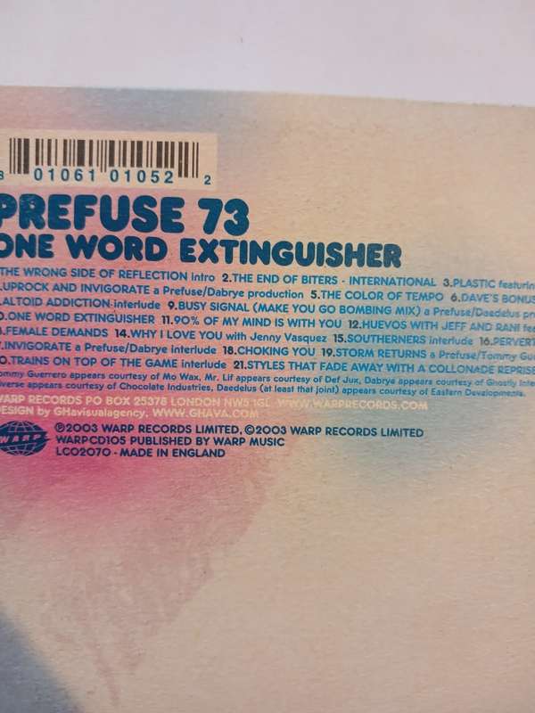 Prefuse 73, One Word Extinguisher CD