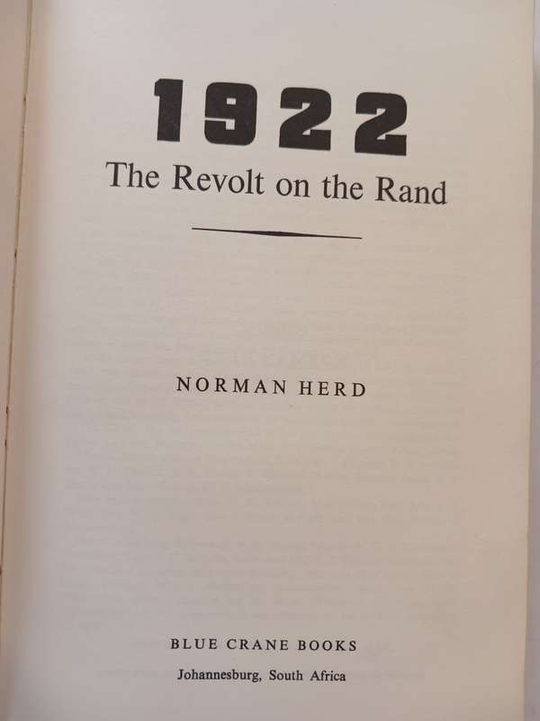 1922 The revolt on the Rand by Norman Herd