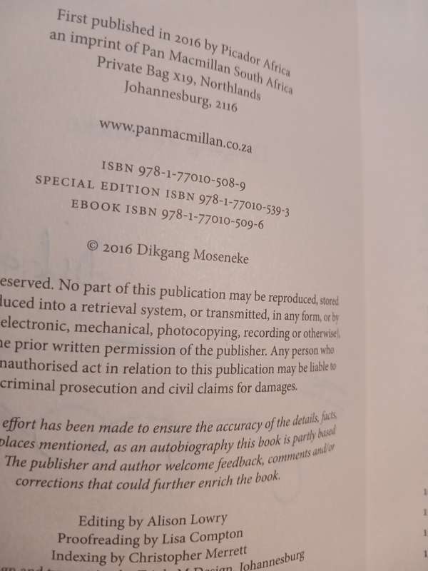 My Liberator, A Memoir by Dikgang Moseneke, signed