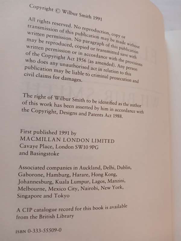 Elephant Song by Wilbur Smith, First Edition 1991