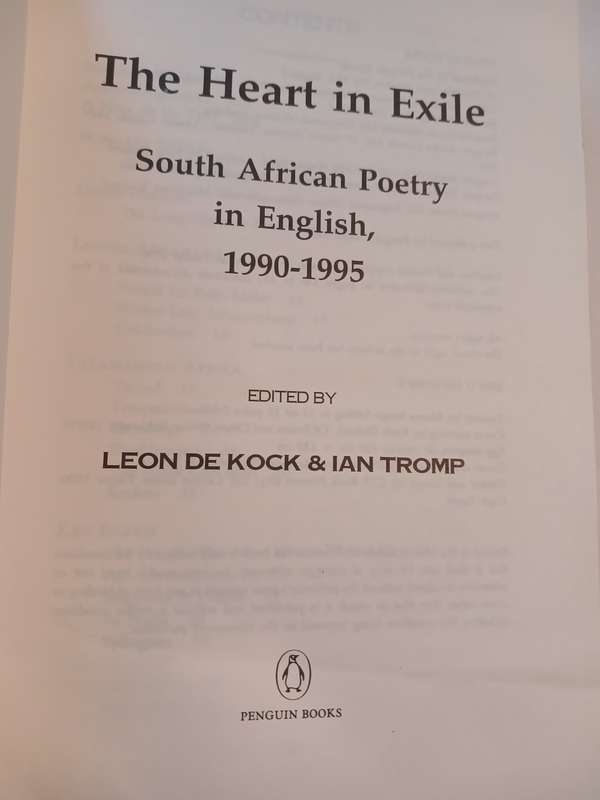The Heart in Exile, South African Poetry in English 1990-1995 edited by Leon De Kock & Ian Tromp
