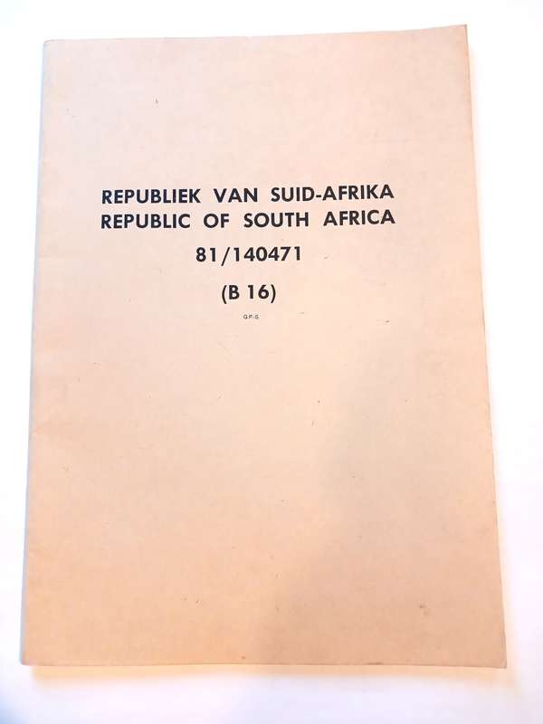 Republic of South Africa, B 16, 81/140471, Exercise Book