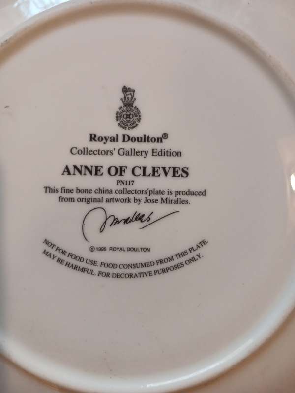 Royal Doulton, Anne of Cleves, Collector`s Gallery Edition Plate