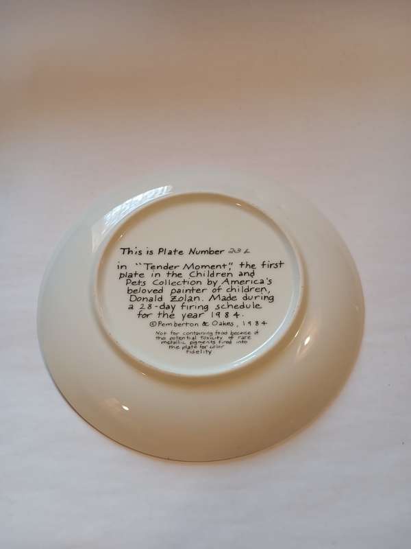 Porcelain Plate, Donald Zolan, `Tender Moment`, No. 23L, 1984