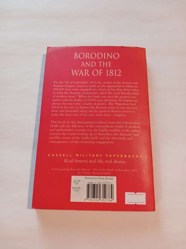 Borodino and the War of 1812 by Christopher Duffy, Cassell Military Paperbacks