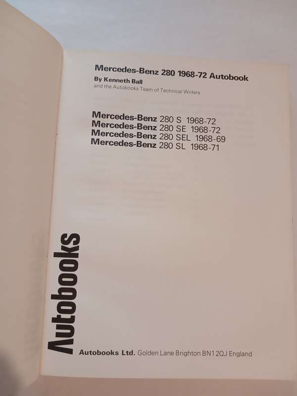 Mercedes-Benz 280, 1968-72 Autobooks Owners Workshop Manual