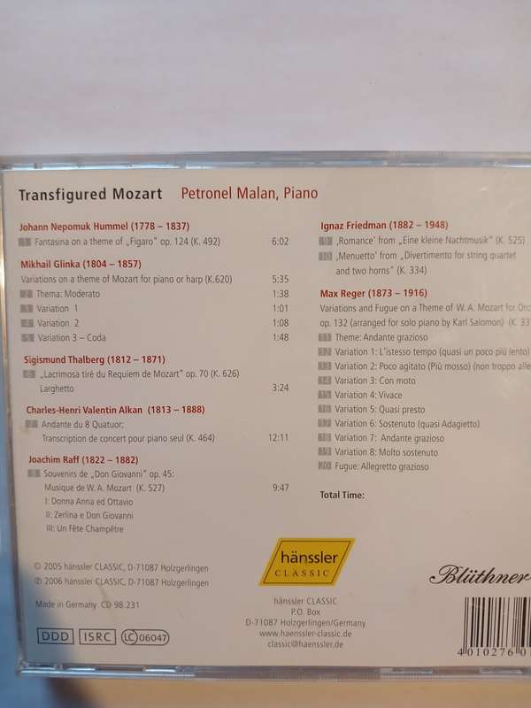 Petronel Malan, Transfigured Mozart CD, Germany, Signed