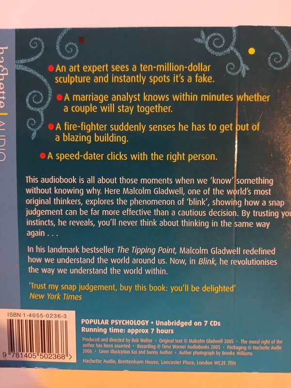 Blink, The Power of Thinking Without Thinking by Malcolm Gladwell, 7 x CD