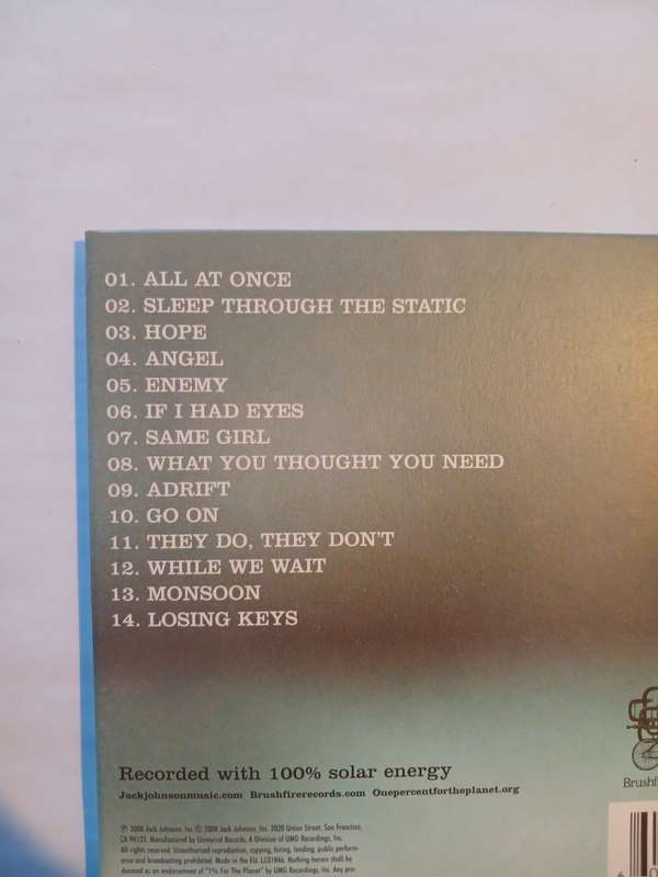 Jack Johnson, Sleep Through The Static CD, Europe
