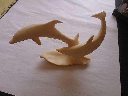 Pair of wood carved Dolphins