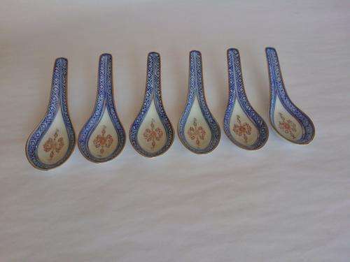 Chinese Porcelain soup spoons x 6