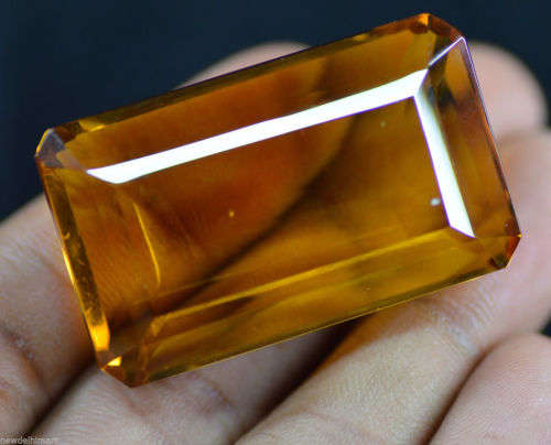 ***HUGE RARE*** ***LAB CERTIFIED*** 113.00 Ct Emerald Cut Flashy Yellow Citrine