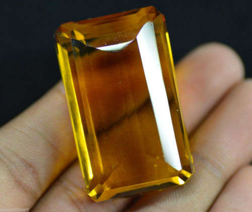 ***HUGE RARE*** ***LAB CERTIFIED*** 113.00 Ct Emerald Cut Flashy Yellow Citrine