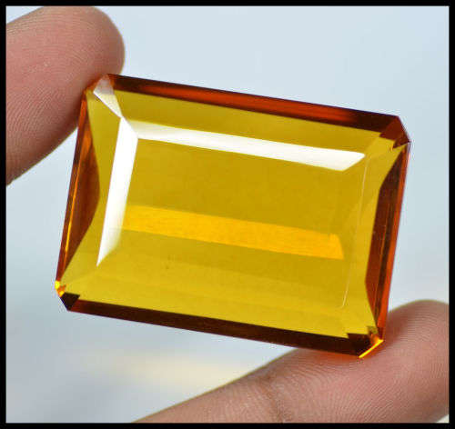 ***HUGE RARE*** ***LAB CERTIFIED*** 110.70 Ct Emerald Cut Flashy Yellow Citrine