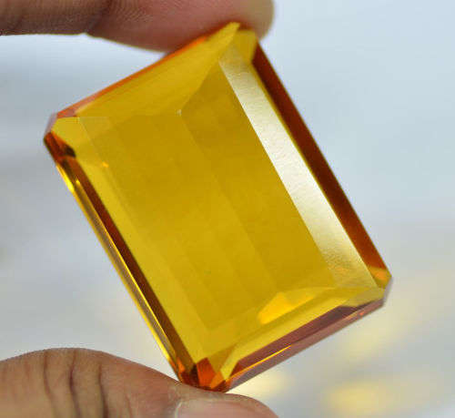 ***HUGE RARE*** ***LAB CERTIFIED*** 110.70 Ct Emerald Cut Flashy Yellow Citrine