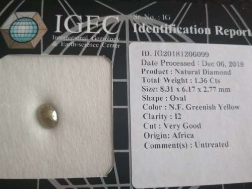***IGEC CERTIFIED*** 1.36 Cts STUNNING NATURAL FANCY GREENISH YELLOW DIAMOND
