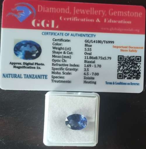 ***Stunning*** ***RARE*** Certified 5.55 Ct Natural Oval Cut AAAA+ Vivid Intense Blue Tanzanite