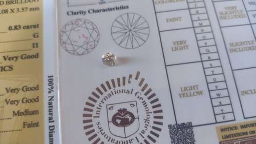 ***IGL CERTIFIED*** ***R26274*** 0.83ct STUNNING FIRE "G" COLOUR NATURAL DIAMOND