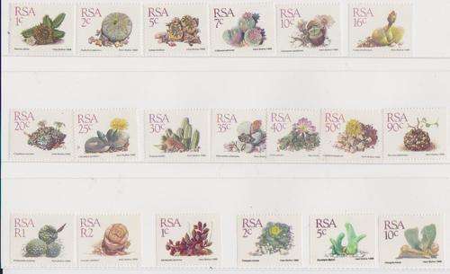S.A. 1988 S.A.C.C. 668-686  "5th Definitive issue Succulents" Set of 15 + 4 Coil Stamps M.N.H.