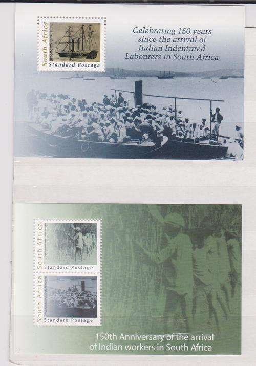 S.A. 2011  S.A.C.C. 2213-2214 "150th Anniversary of arrival of Indian Labourers" 2 M/Sheet M.N.H.