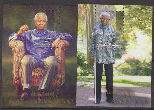 S.A. 2008 S.A.C.C. 1879-1880 "Happy Birthday Madiba" 2 x M/Sheet M.N.H.