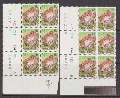S.A. 3rd Definitive" Set of 2 Control Blocks A + B  (5c) M.N.H. (as per scan)