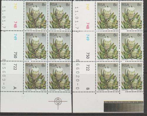 S.A. "3rd Definitive issue"  Set of 2 Control Blocks  A + B (8c) M.N.H. (as per scan)