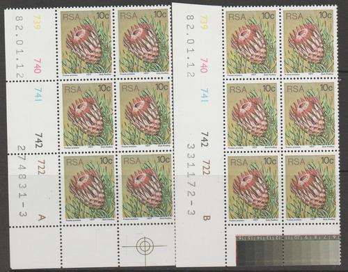 S.A. 3rd Definitive" Set of 2 Control Blocks A + B  (10c) M.N.H. (as per scan)