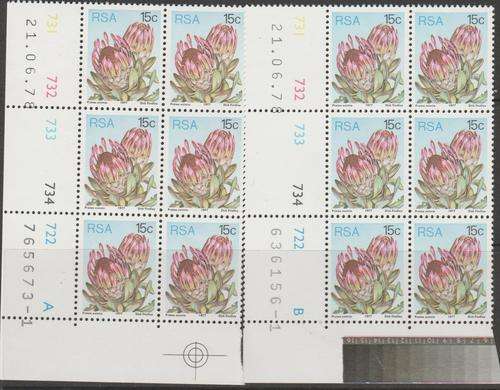 S.A. 3rd Definitive" Set of 2 Control Blocks A + B  (15c) M.N.H. (as per scan)