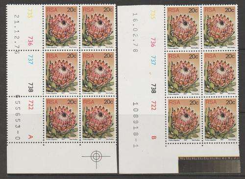 S.A. 3rd Definitive" Set of 2 Control Blocks A + B  (20c) M.N.H. (as per scan)