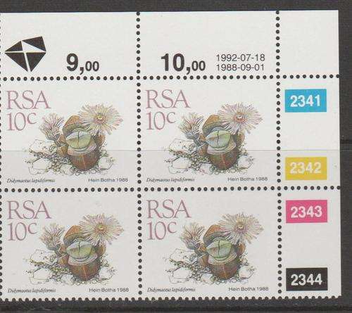 S.A. S.A.C.C. 672  "5th Definitive issue" 10c Control Block M.N.H.