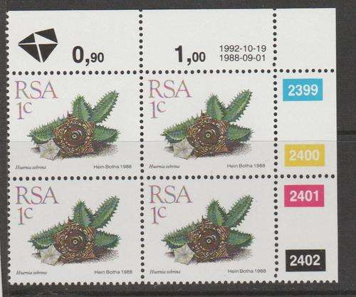 S.A. S.A.C.C. 668 "5th definitive issue" 1c Control Block M.N.H.