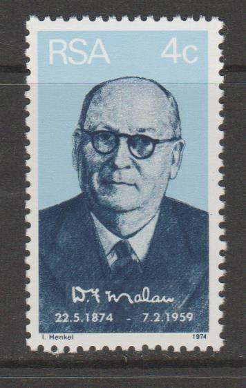 S.A. 1974 S.A.C.C. 354  "Birth Centenary of Prime Minister D.F. Malan" One stamp M.N.H.