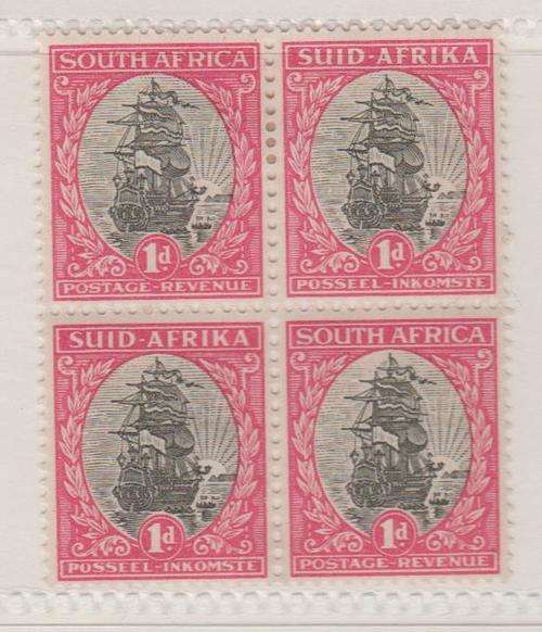 S.A. Union  1d Block of 4 Mint Hinged
