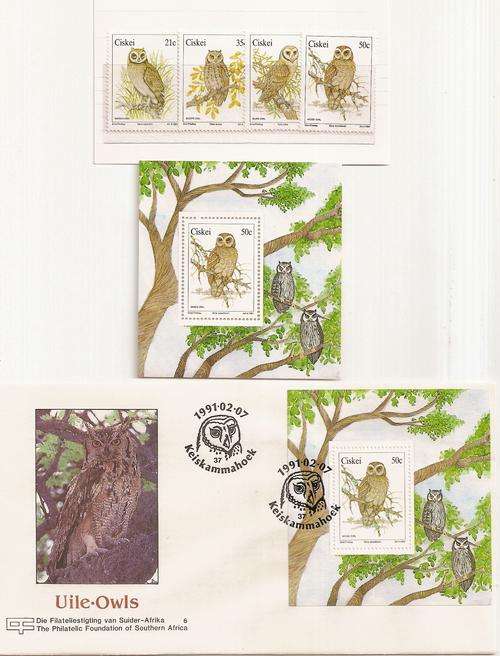 Owls (Set of 4 stamps), (M/Sheet), (F.D.C. with M/Sheet)
