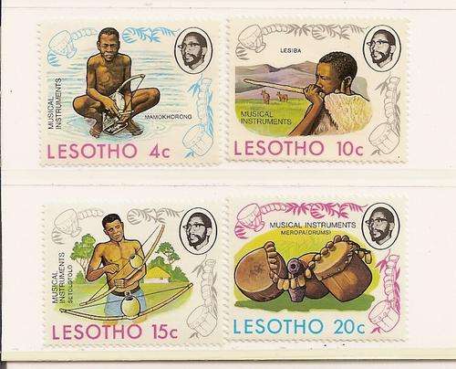 Lesotho: 1974 Basotho Musical Instruments (Set of 4 stamps U.M.M.)