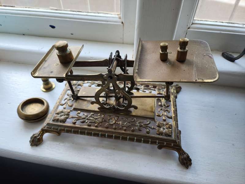 Late Victorian Antique Brass Postal Scales