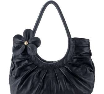 Black Mabel Floral Leather Handbag