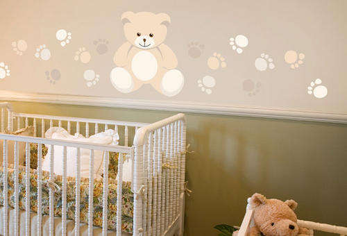 Wall Decal - Teddy and paw prints