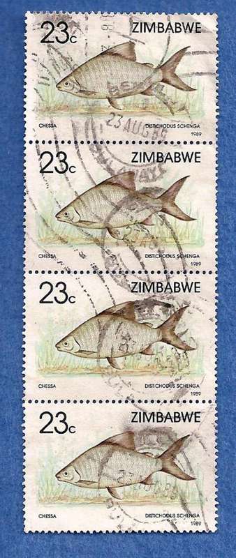 ZIMBABWE 1989 23c Fish, Chessa 4 Vertical . Used.