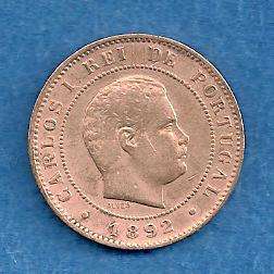 1892 PORTUGUESE 10 Reis VF.