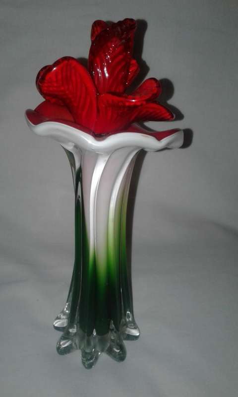 Murano Venetian Glass Vase Red
