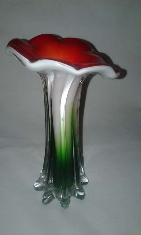 Murano Venetian Glass Vase Red