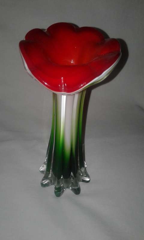 Murano Venetian Glass Vase Red